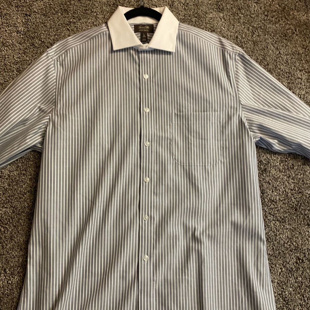 Tasso Elba Gray and White Classic Dress Shirt (Banker’s Shirt)